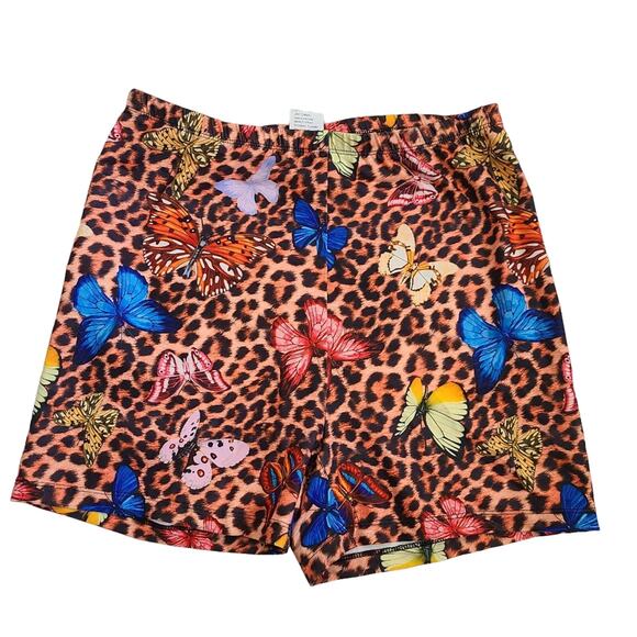 Shein Animal Print Butterfly High Waisted Elastic Stretchy Shorts SZ M - Picture 1 of 8
